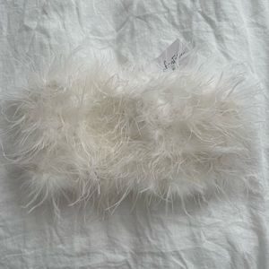 COPY - 12th Tribe Chanel White Faux Feather Top